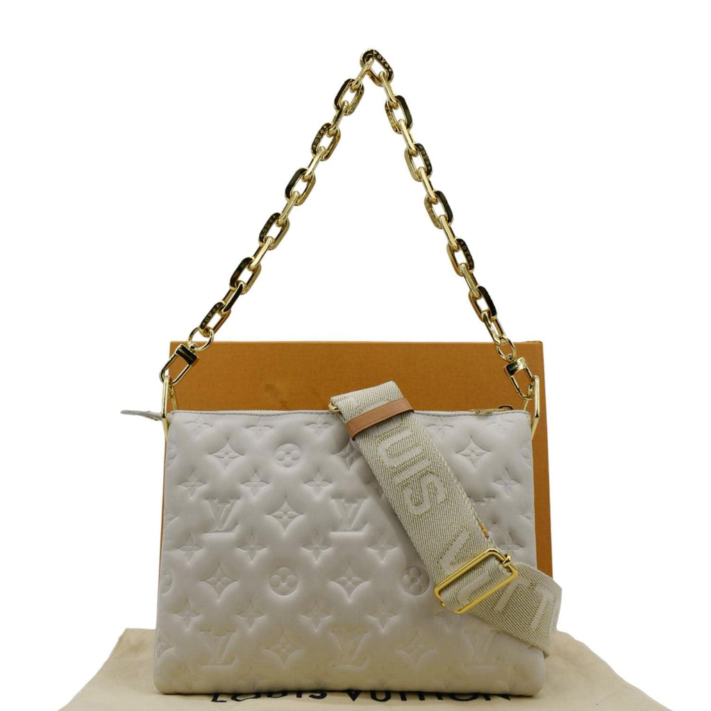 LOUIS VUITTON Coussin PM Monogram Embossed Shoulder Bag Creme