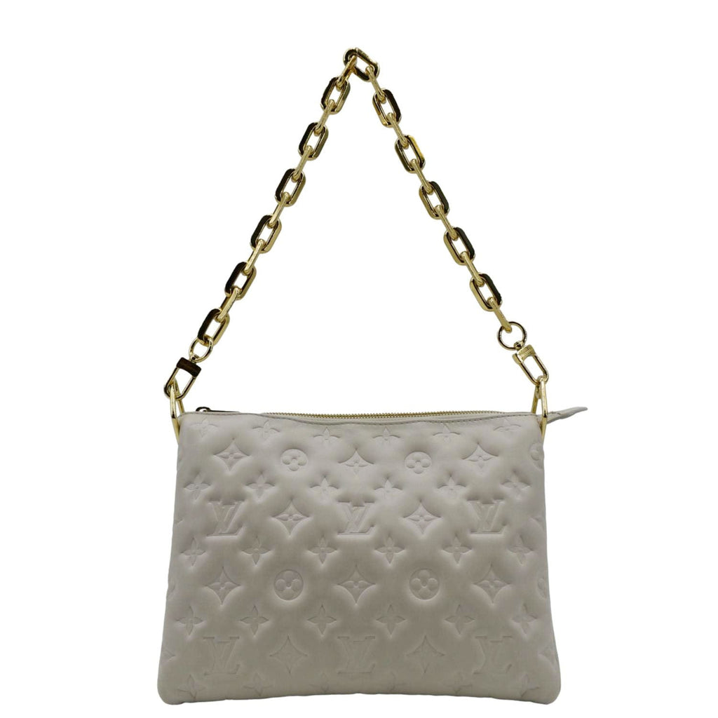 LOUIS VUITTON Coussin PM Monogram Embossed Shoulder Bag Creme