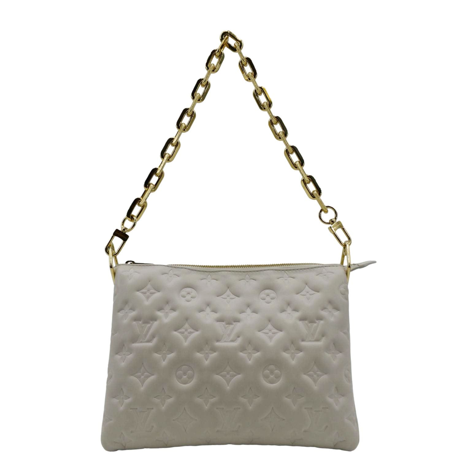 LOUIS VUITTON Coussin PM Monogram Embossed Shoulder Bag Creme