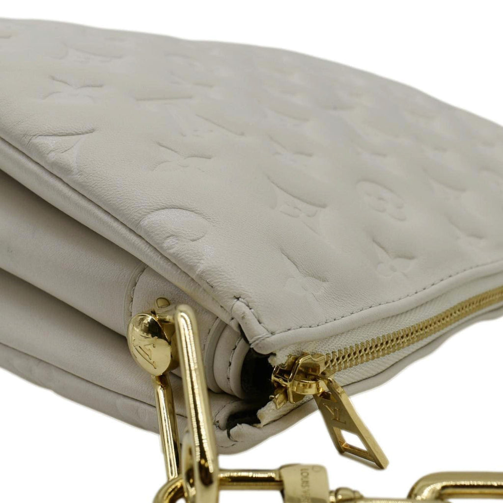 LOUIS VUITTON Coussin PM Monogram Embossed Shoulder Bag Creme