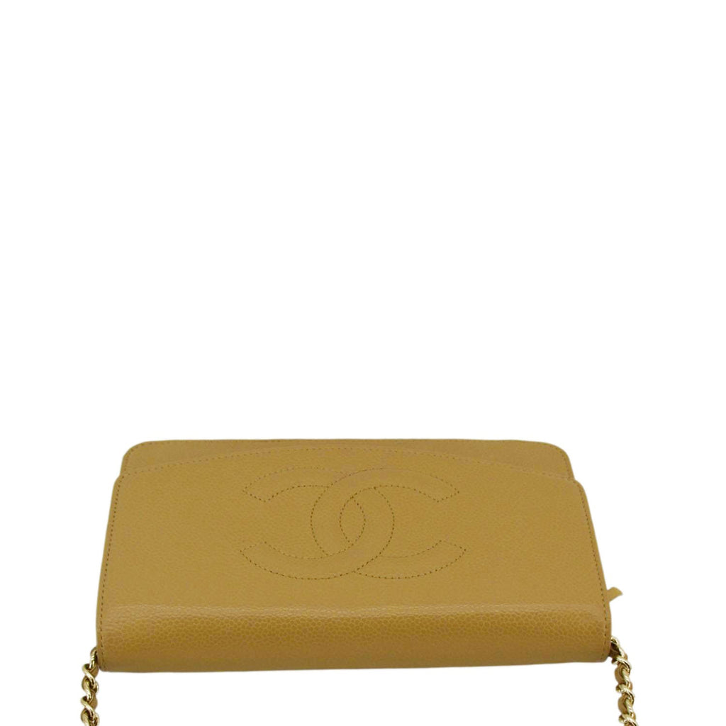 Chanel Timeless Caviar Leather Wallet On Chain Clutch Crossbody Bag Beige