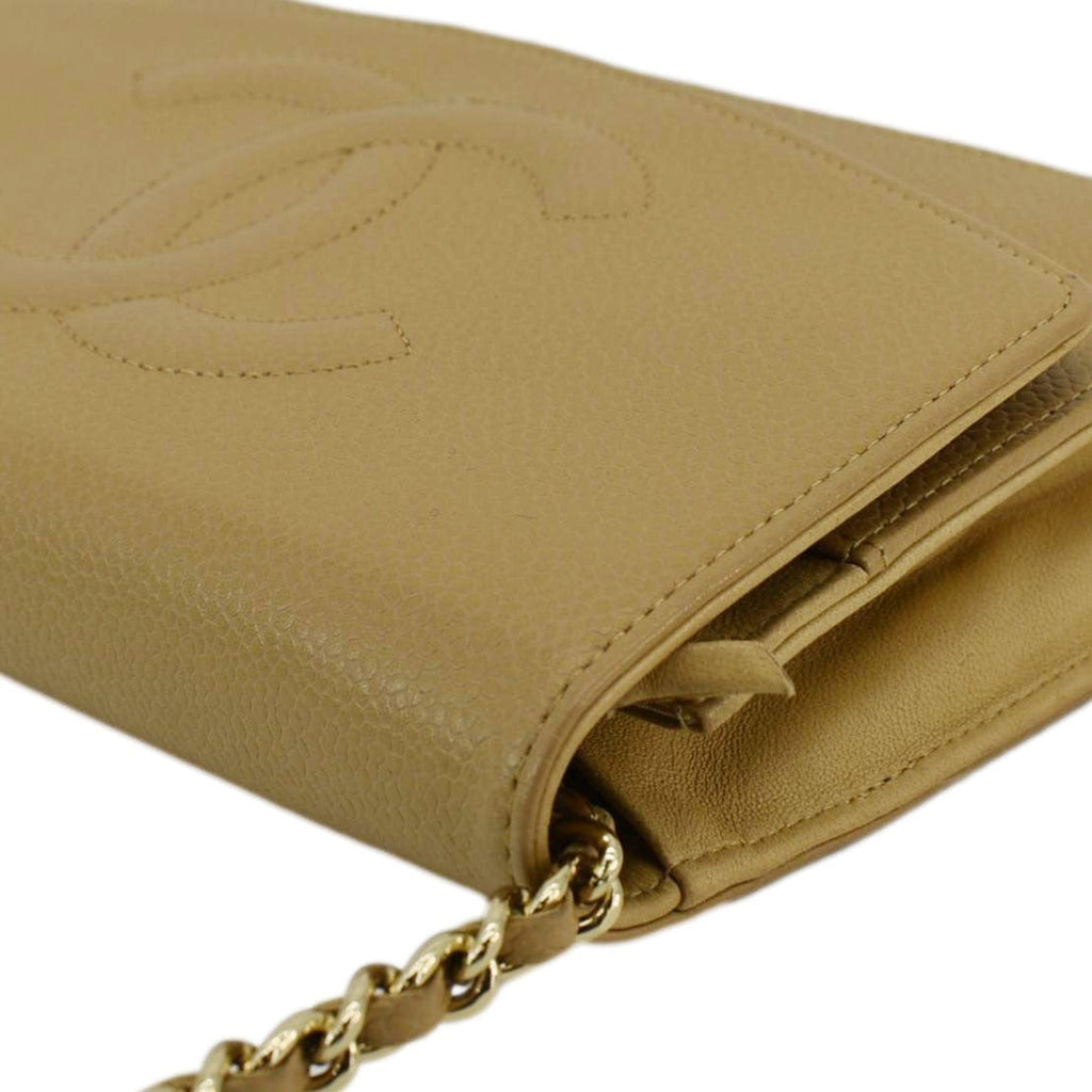 Chanel Timeless Caviar Leather Wallet On Chain Clutch Crossbody Bag Beige