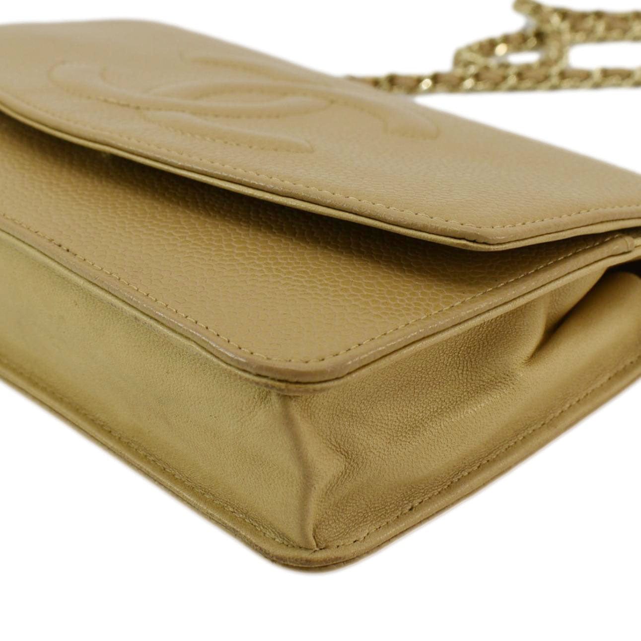 Chanel Timeless Caviar Leather Wallet On Chain Clutch Crossbody Bag Beige