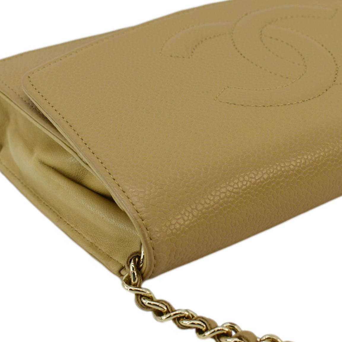 Chanel Timeless Caviar Leather Wallet On Chain Clutch Crossbody Bag Beige