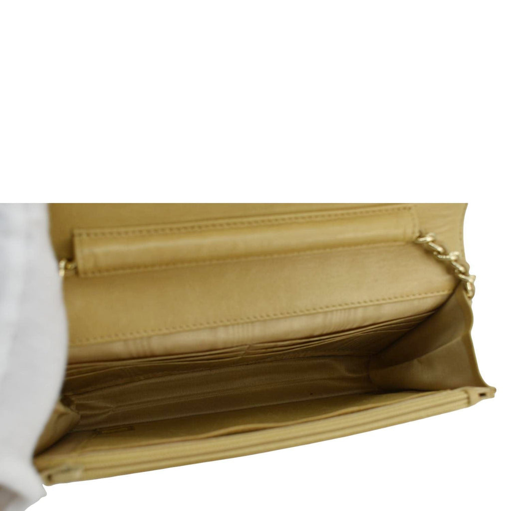 Chanel Timeless Caviar Leather Wallet On Chain Clutch Crossbody Bag Beige