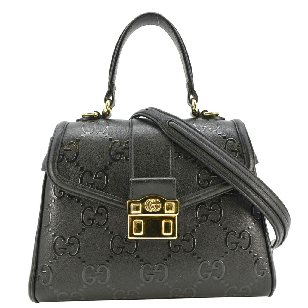 GUCCI Small Gucci Leather Top Handle Shoulder Bag Black 675791