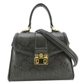 GUCCI Small Gucci Leather Top Handle Shoulder Bag Black 675791
