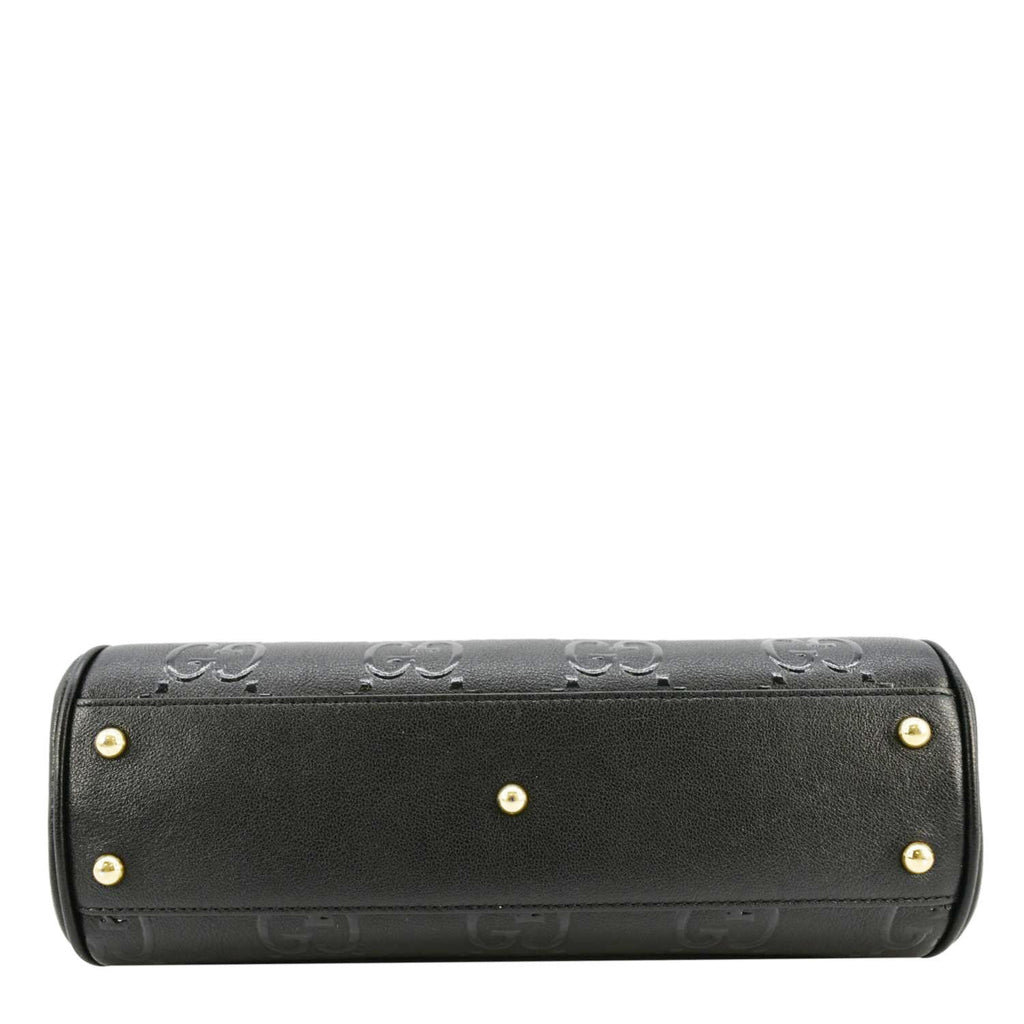 GUCCI Small Gucci Leather Top Handle Shoulder Bag Black 675791