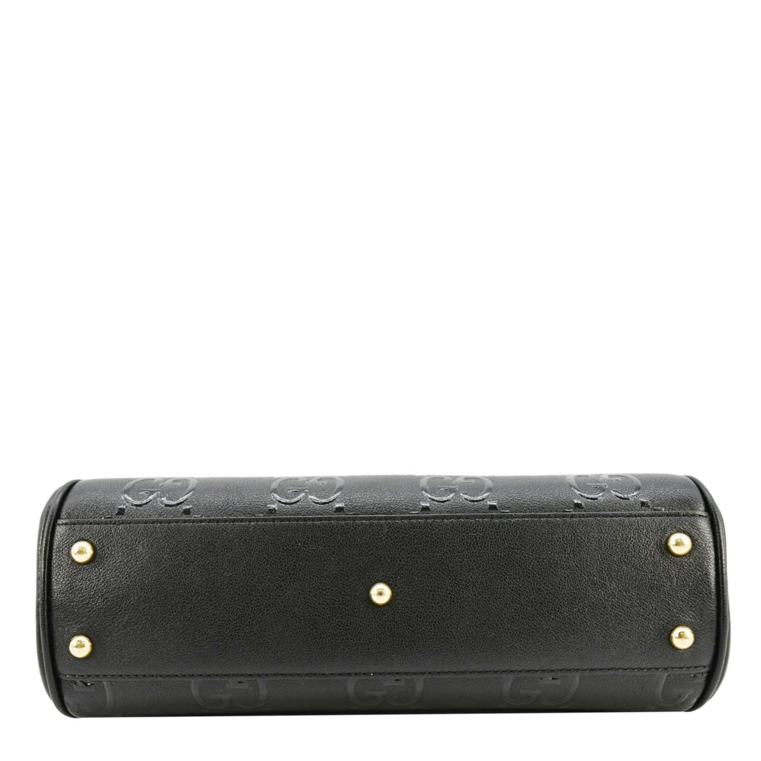 GUCCI Small Gucci Leather Top Handle Shoulder Bag Black 675791