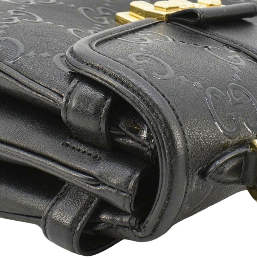 GUCCI Small Gucci Leather Top Handle Shoulder Bag Black 675791