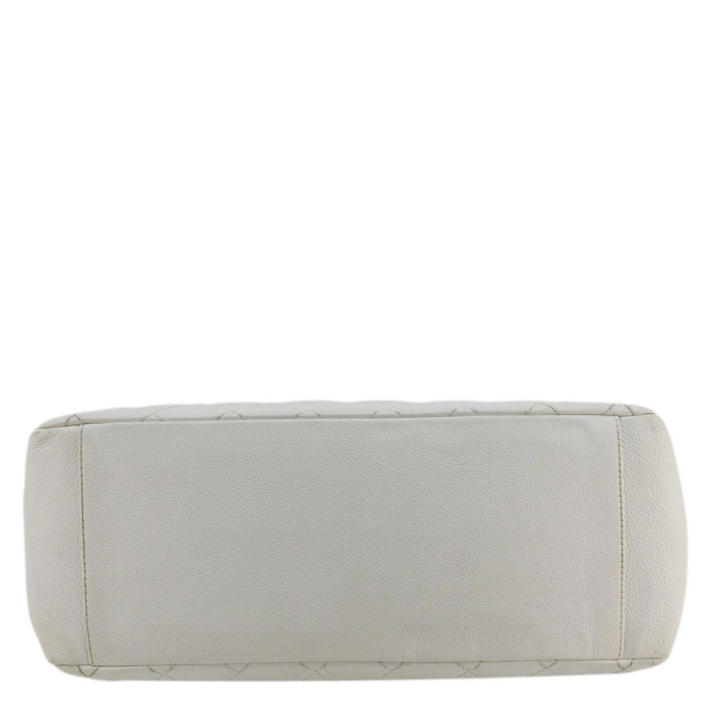 Chanel Grand Shopping Quilted Caviar Leather GST Tote Bag White