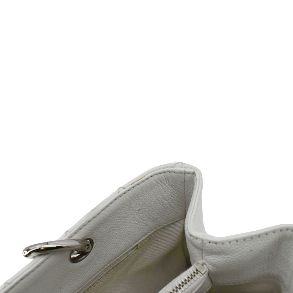 Chanel Grand Shopping Quilted Caviar Leather GST Tote Bag White