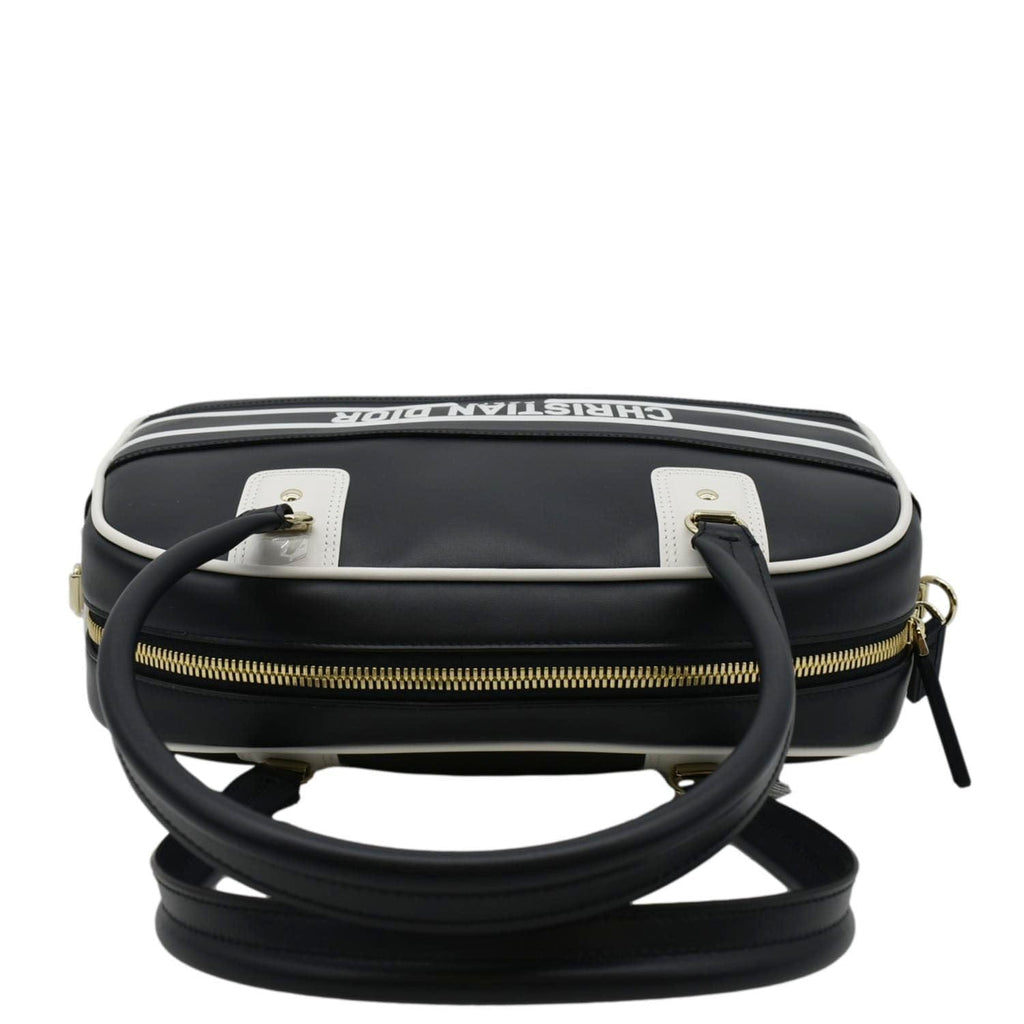 CHRISTIAN DIOR Vibe Zip Bowling Medium Leather Shoulder Bag Navy Blue