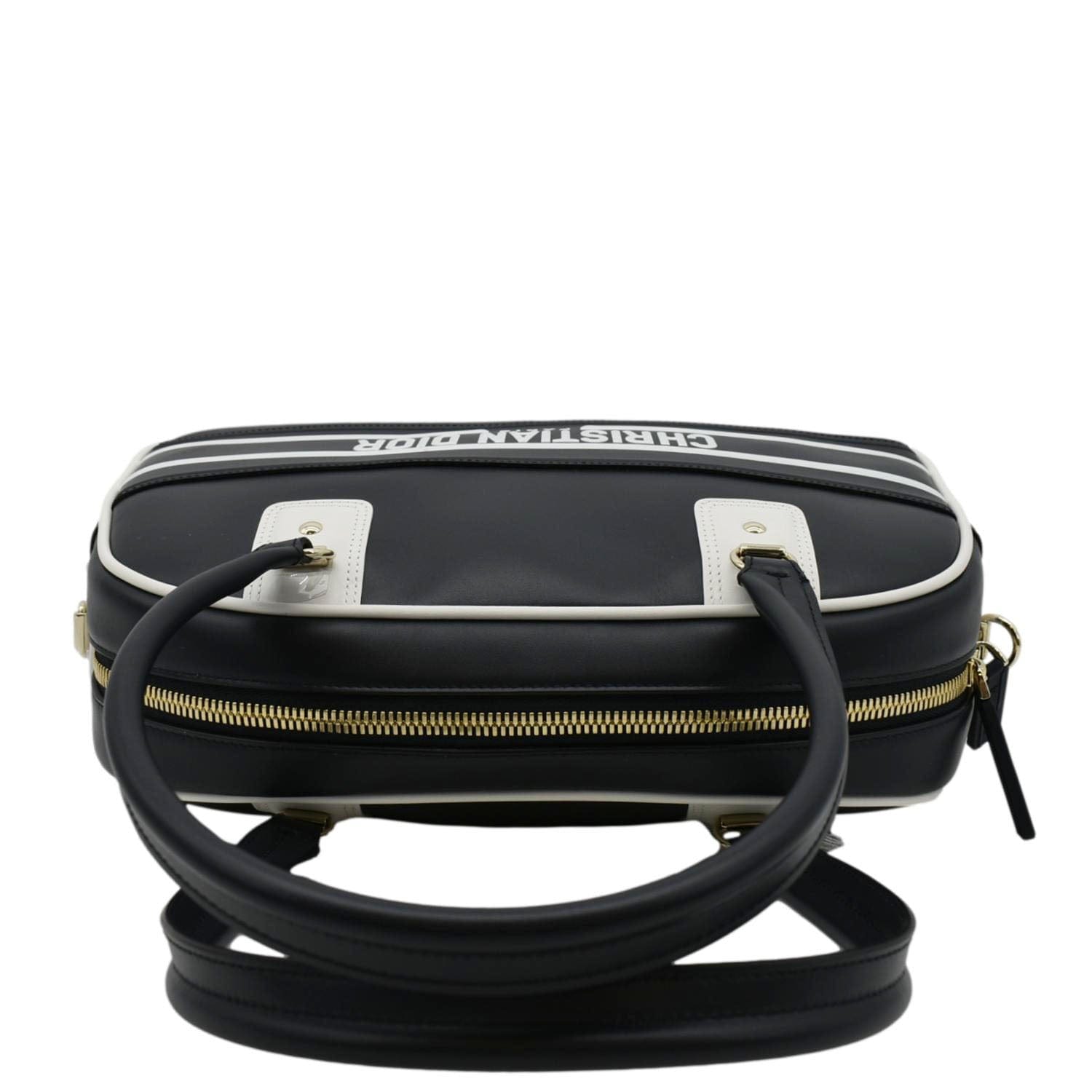 CHRISTIAN DIOR Vibe Zip Bowling Medium Leather Shoulder Bag Navy Blue