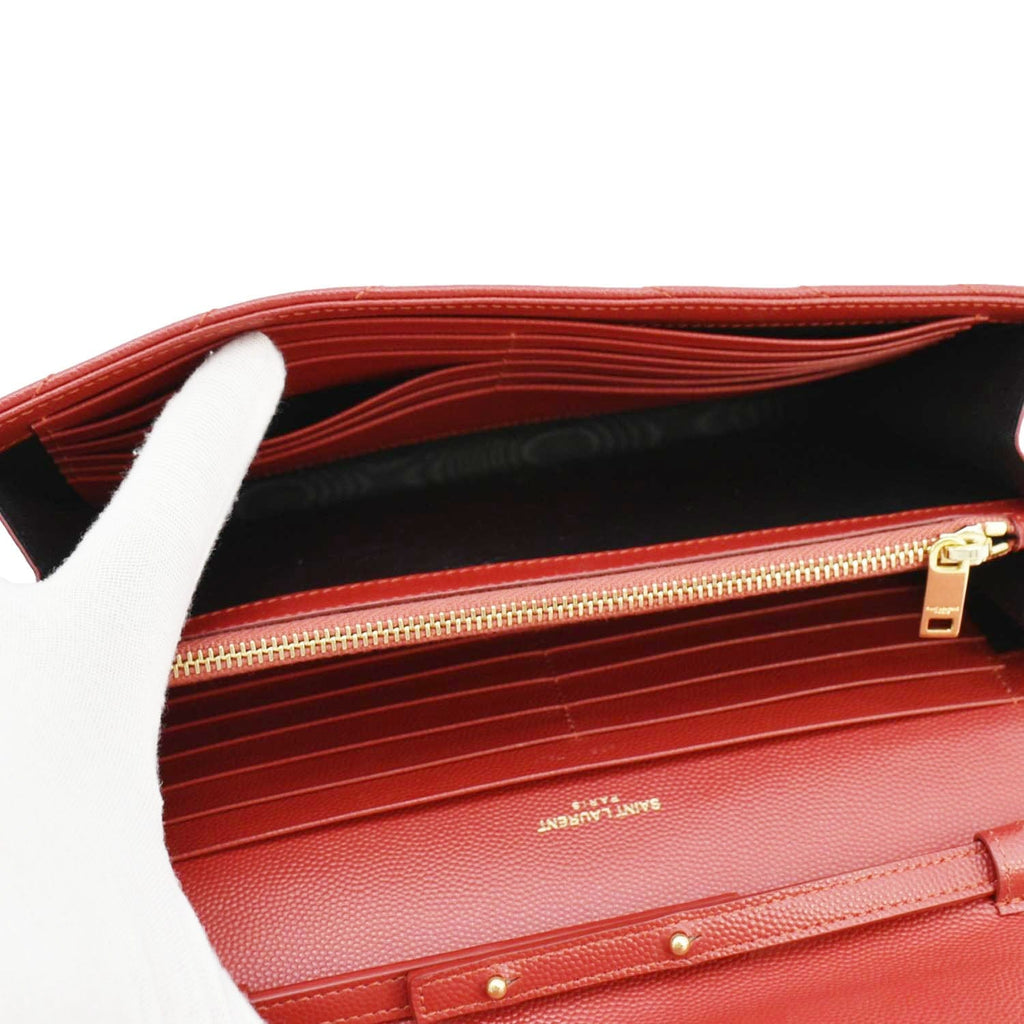 YVES SAINT LAURENT Cassandre Leather Chain Crossbody Bag Red