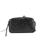 GUCCI Gucci Marmont Matelasse Chevron Leather Camera Crossbody Bag Black 447632