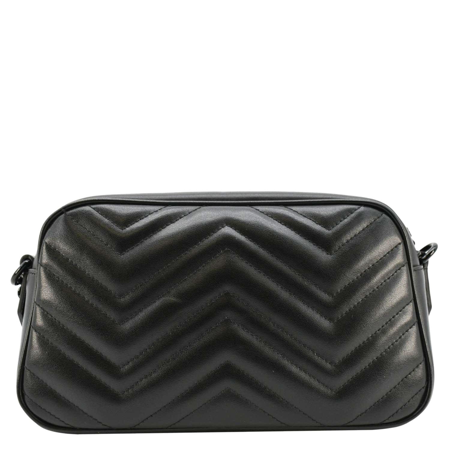 GUCCI Gucci Marmont Matelasse Chevron Leather Camera Crossbody Bag Black 447632