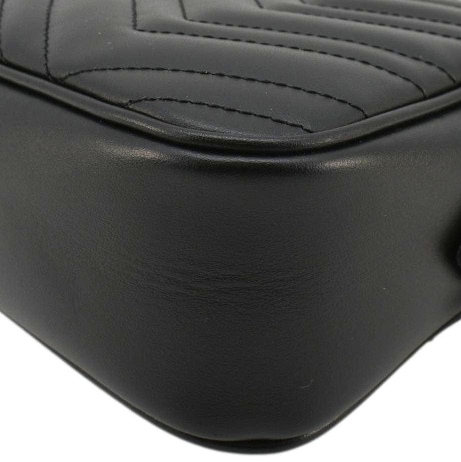 GUCCI Gucci Marmont Matelasse Chevron Leather Camera Crossbody Bag Black 447632