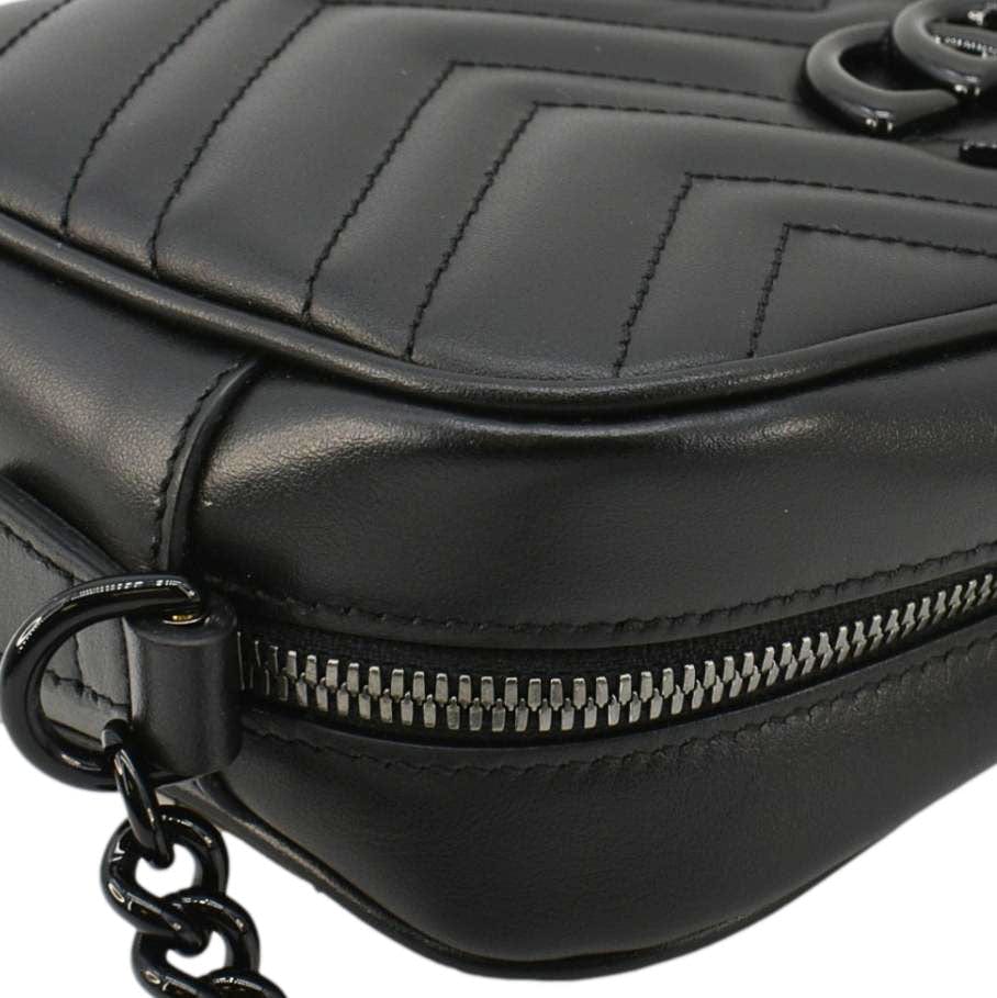 GUCCI Gucci Marmont Matelasse Chevron Leather Camera Crossbody Bag Black 447632