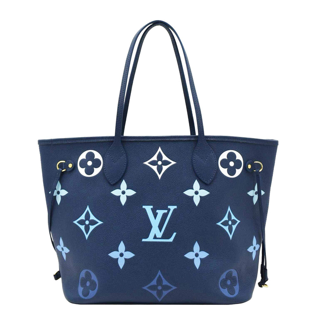 LOUIS VUITTON Neverfull MM Monogram Empreinte Tote Bag Gradient Blue
