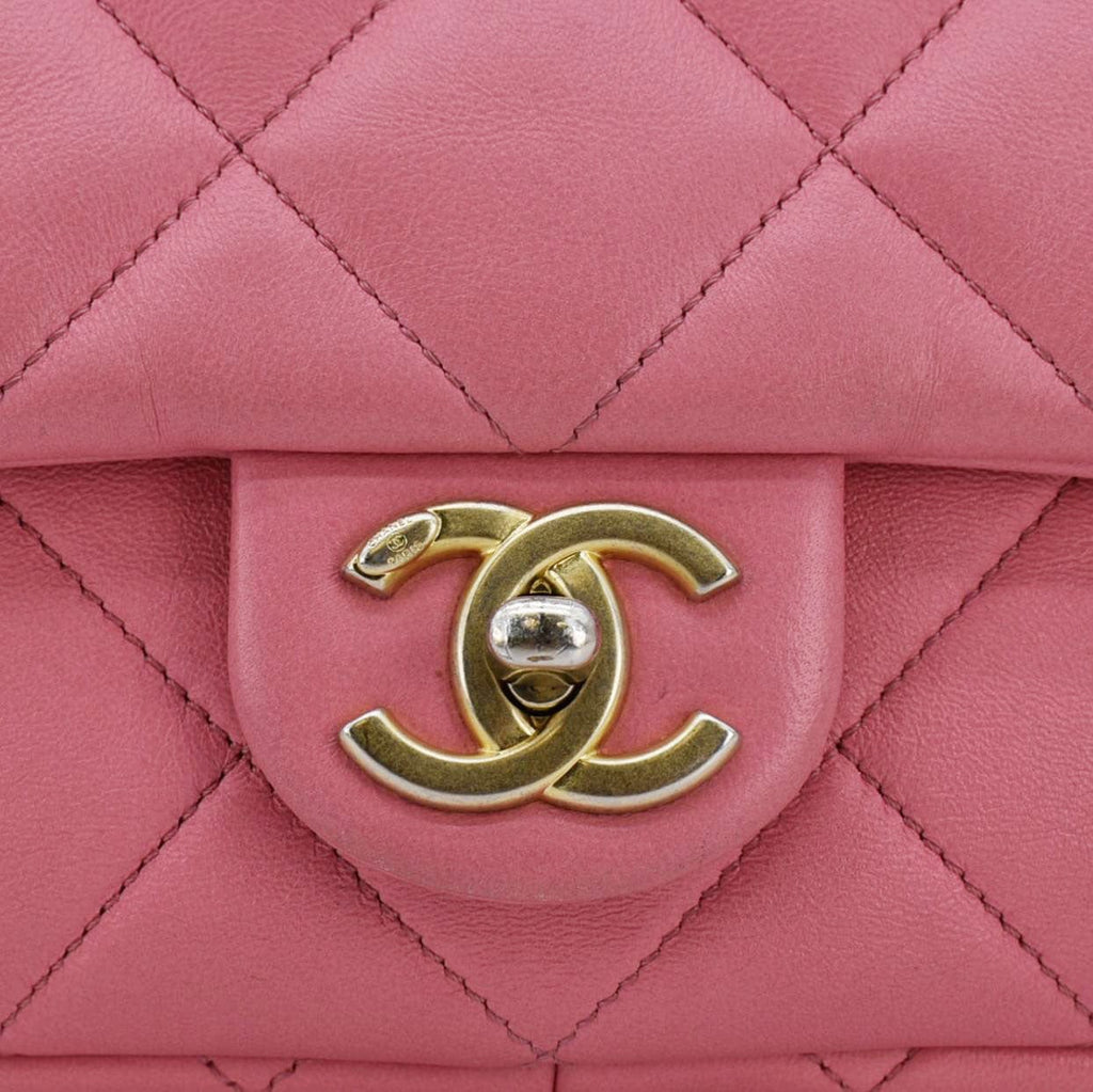 Chanel CC Funky Town Flap Large Lambskin Quilted Leather Shoulder Bag Pink