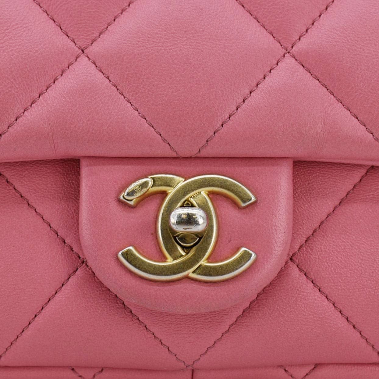Chanel CC Funky Town Flap Large Lambskin Quilted Leather Shoulder Bag Pink