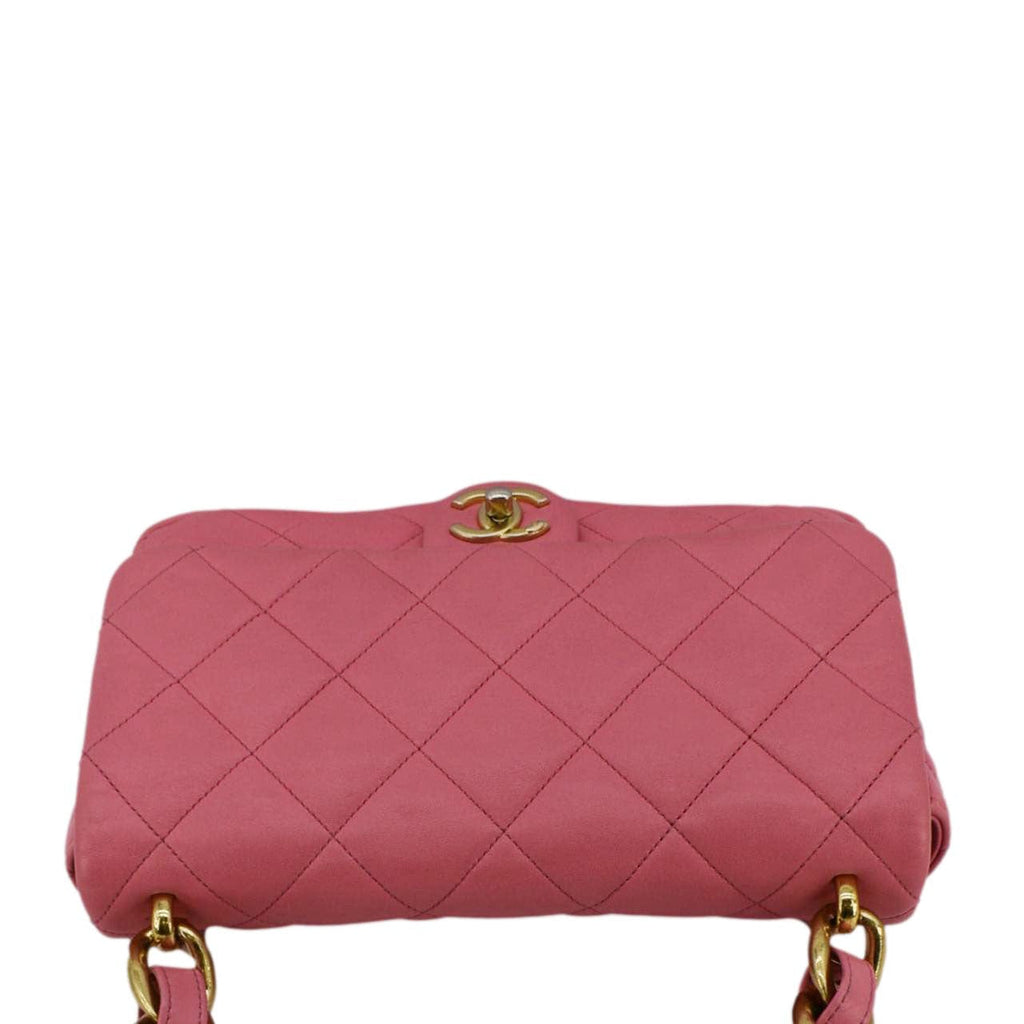 Chanel CC Funky Town Flap Large Lambskin Quilted Leather Shoulder Bag Pink