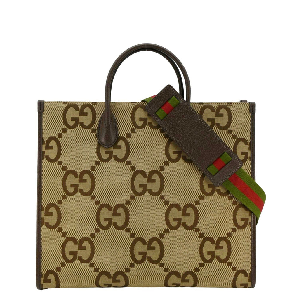 GUCCI Jumbo Gucci Canvas Tote Shoulder Bag Beige 678839