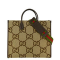 GUCCI Jumbo Gucci Canvas Tote Shoulder Bag Beige 678839