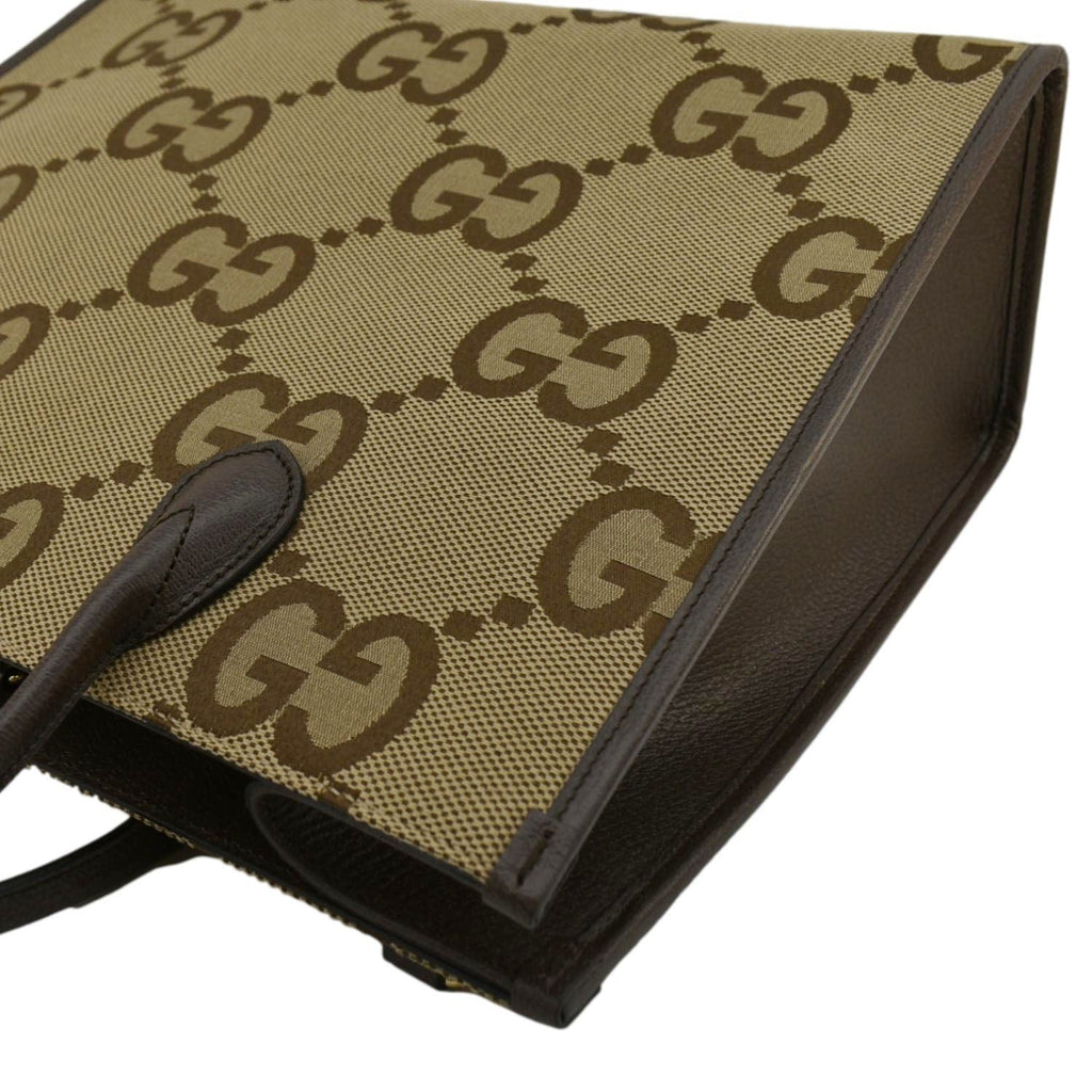 GUCCI Jumbo Gucci Canvas Tote Shoulder Bag Beige 678839