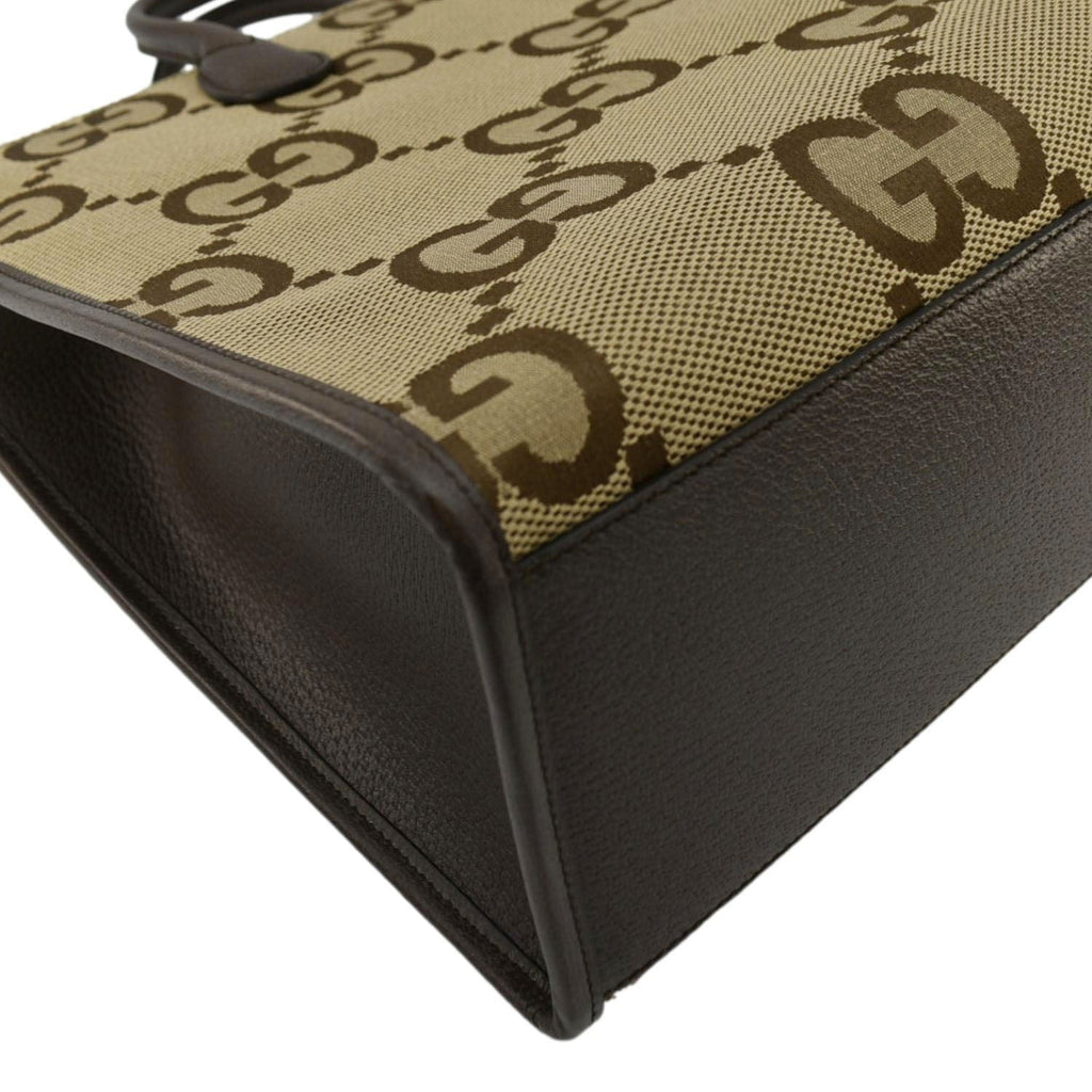 GUCCI Jumbo Gucci Canvas Tote Shoulder Bag Beige 678839