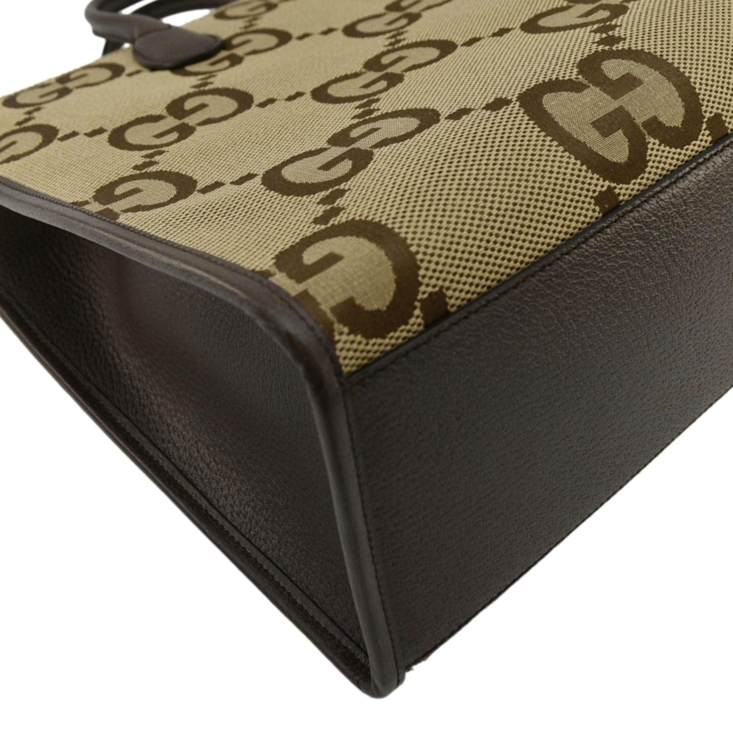 GUCCI Jumbo Gucci Canvas Tote Shoulder Bag Beige 678839