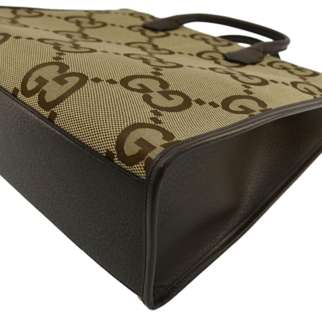 GUCCI Jumbo Gucci Canvas Tote Shoulder Bag Beige 678839