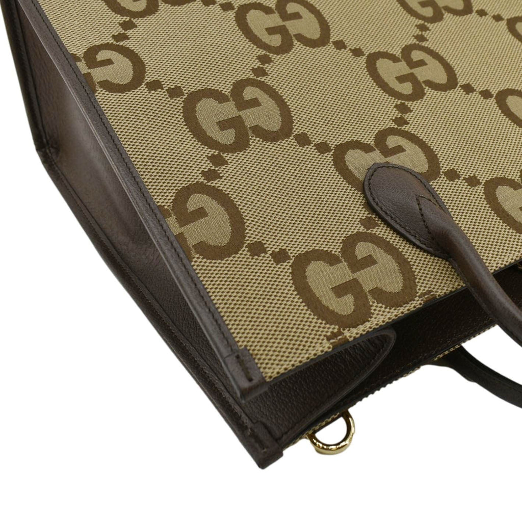 GUCCI Jumbo Gucci Canvas Tote Shoulder Bag Beige 678839