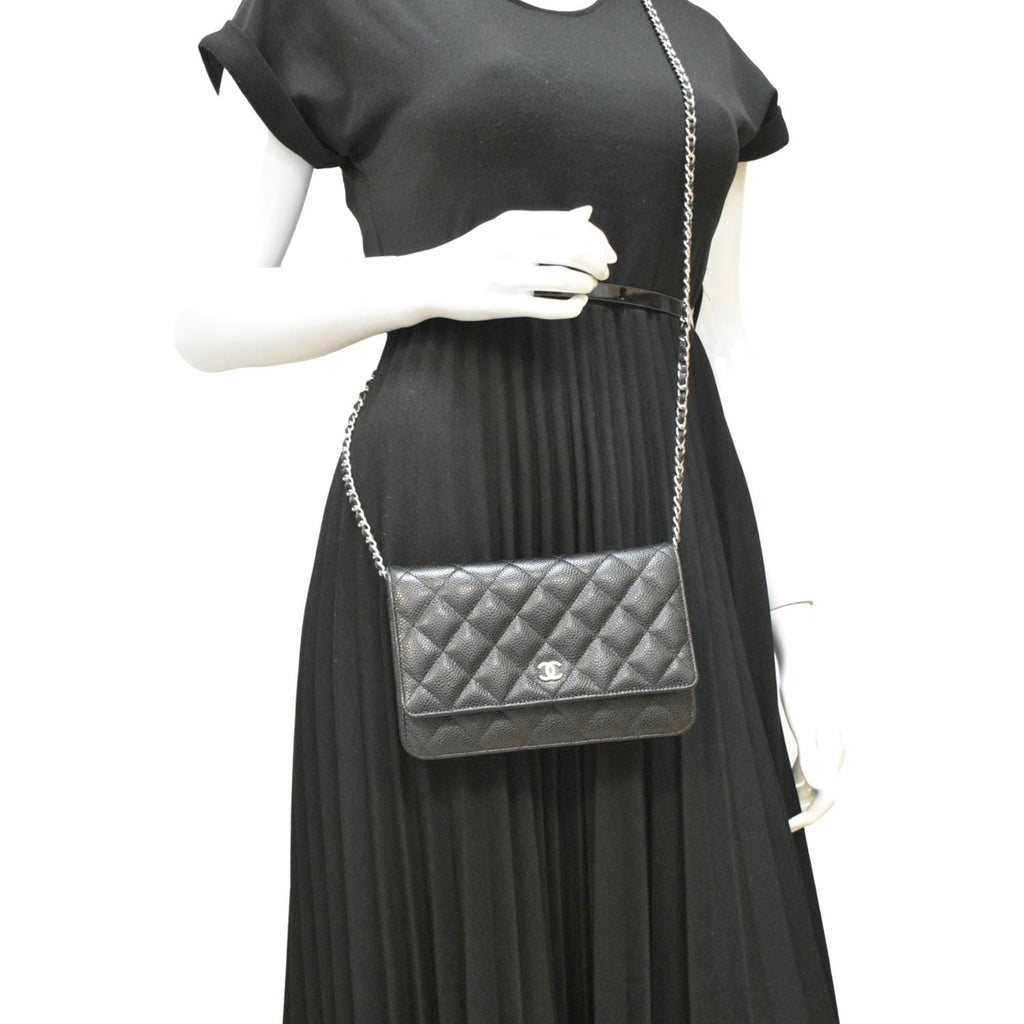 Chanel WOC Quilted Caviar Leather Crossbody Bag Black