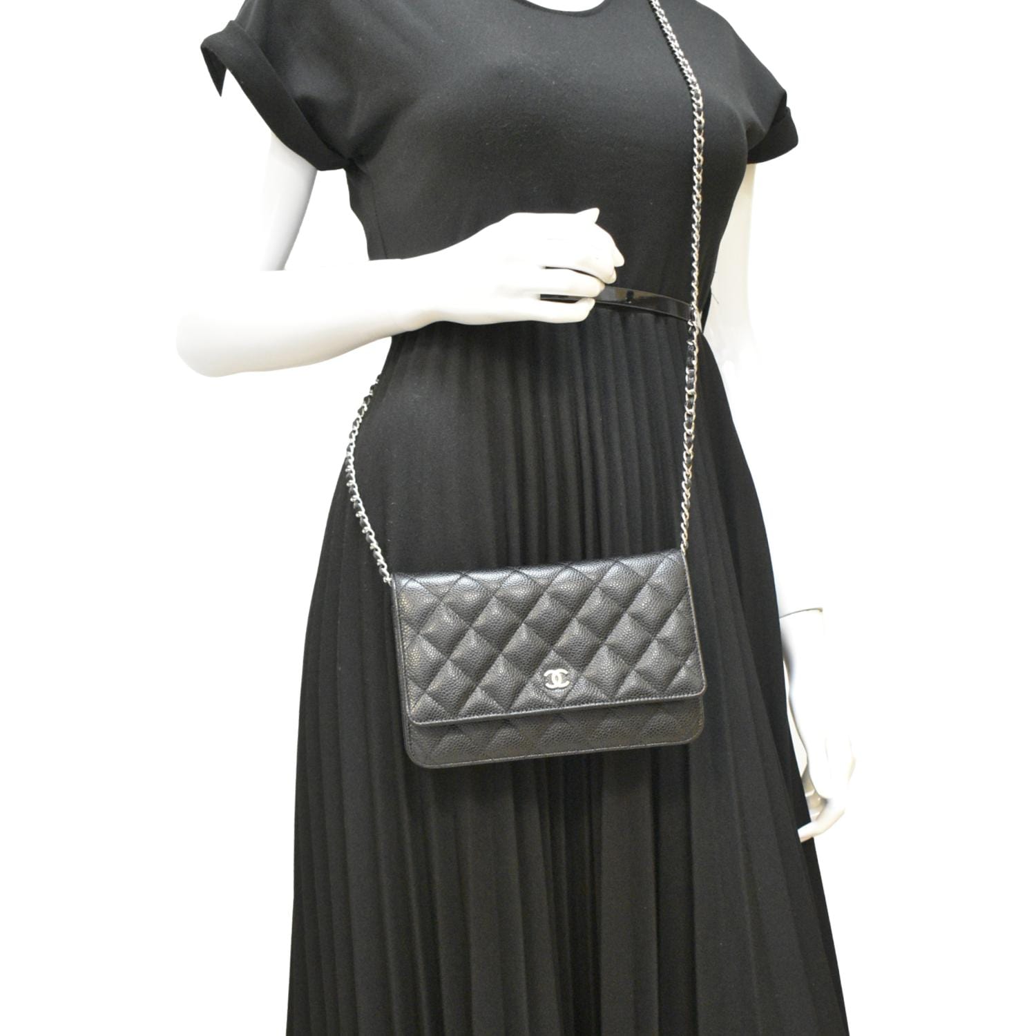 Chanel WOC Quilted Caviar Leather Crossbody Bag Black
