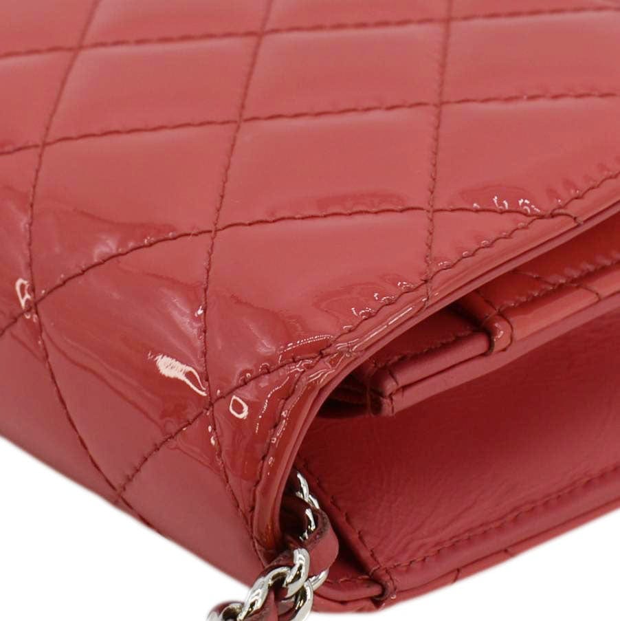 Chanel WOC Quilted Patent Leather Crossbody Bag Red