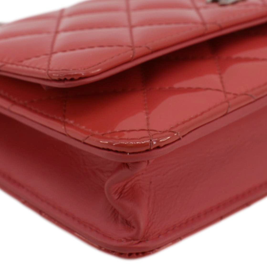 Chanel WOC Quilted Patent Leather Crossbody Bag Red