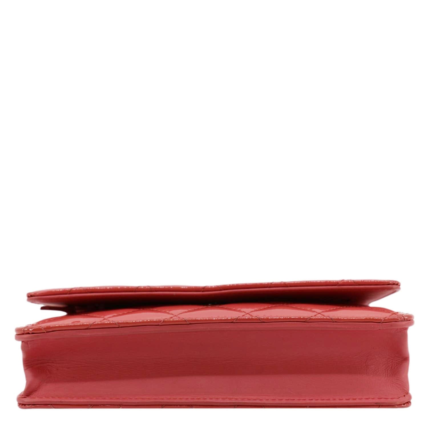 Chanel WOC Quilted Patent Leather Crossbody Bag Red