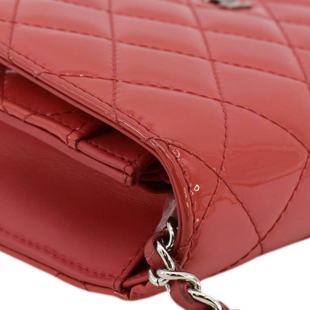 Chanel WOC Quilted Patent Leather Crossbody Bag Red