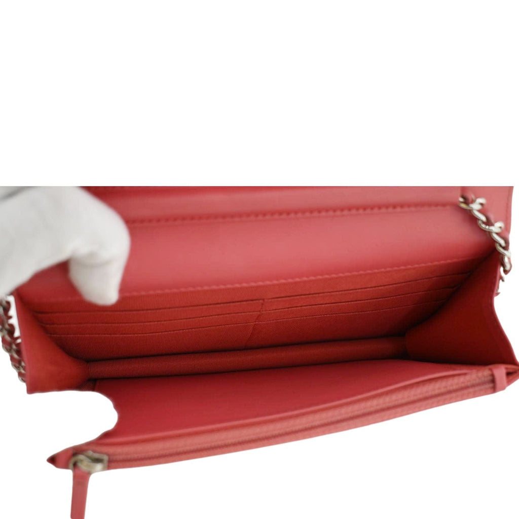 Chanel WOC Quilted Patent Leather Crossbody Bag Red