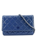Chanel WOC Quilted Patent Leather Crossbody Bag Blue