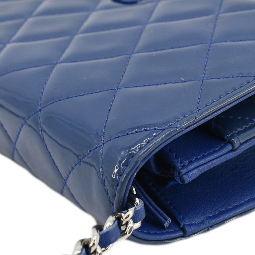 Chanel WOC Quilted Patent Leather Crossbody Bag Blue