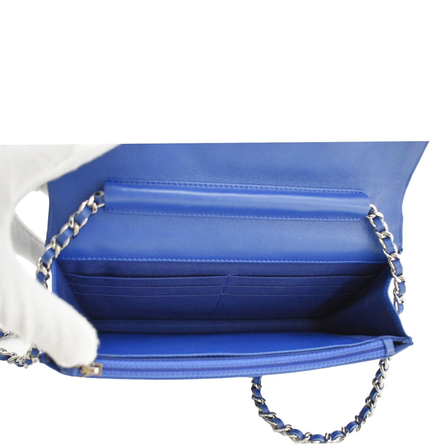 Chanel WOC Quilted Patent Leather Crossbody Bag Blue