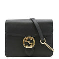 GUCCI Interlocking Gucci Leather Crossbody Bag Black 510304