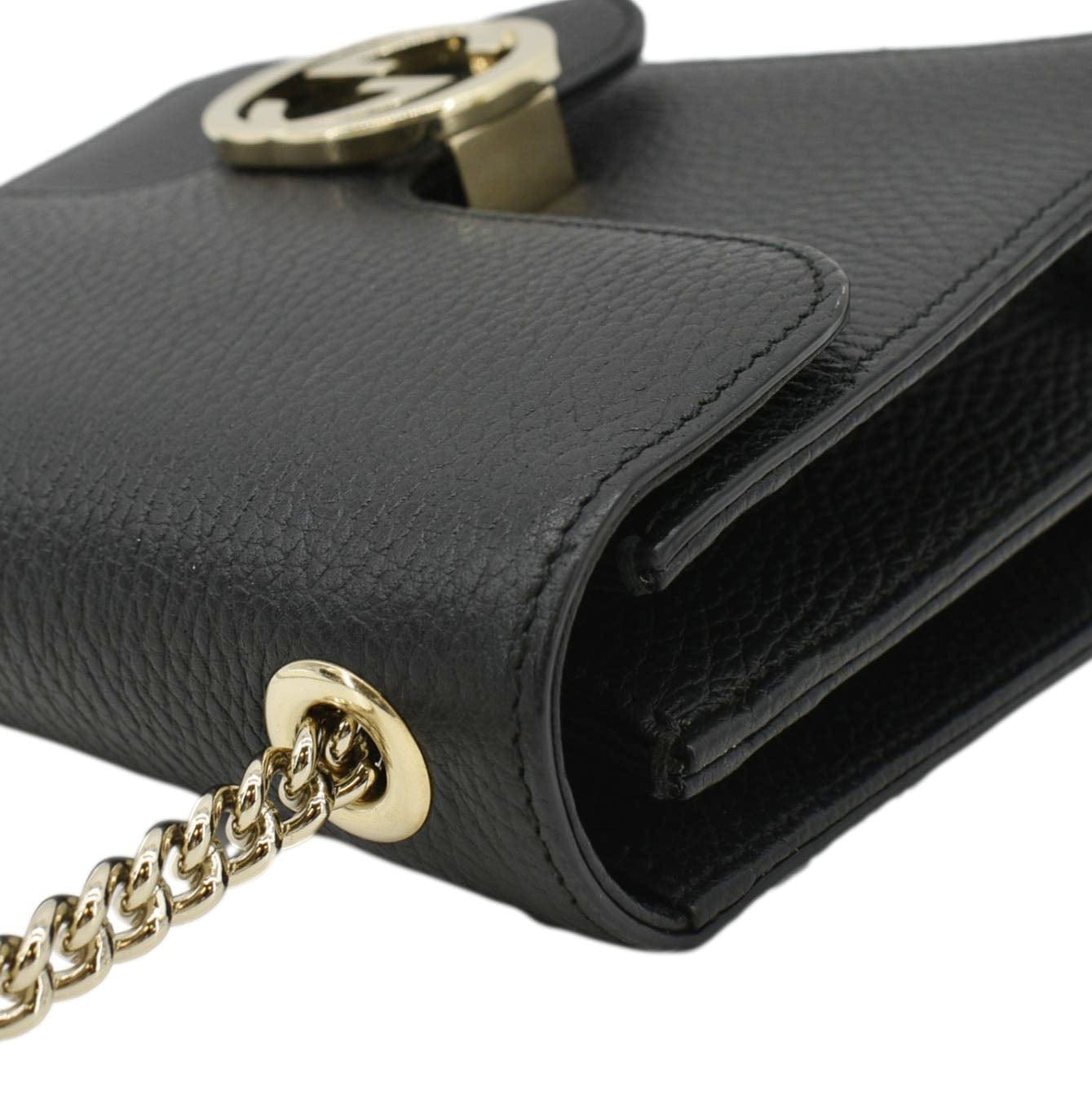 GUCCI Interlocking Gucci Leather Crossbody Bag Black 510304