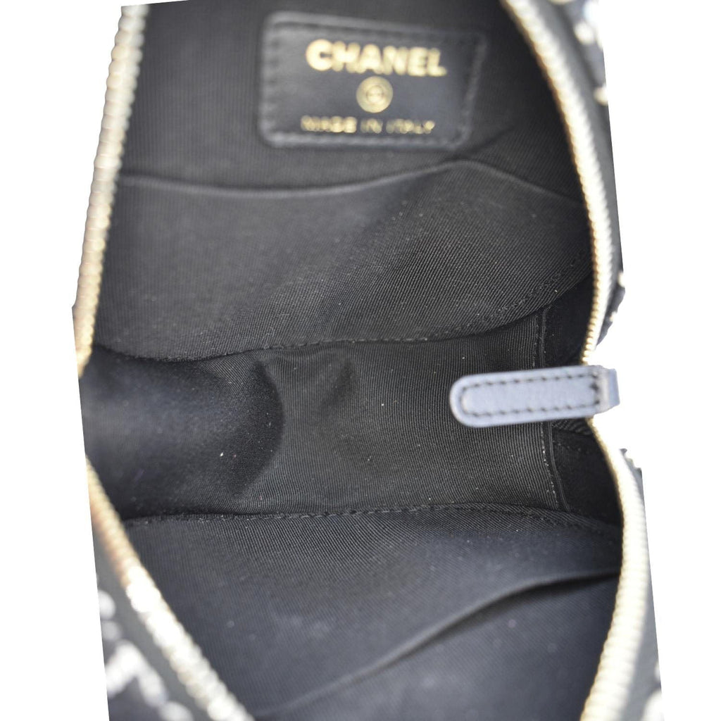 Chanel Round Quilted Tweed Clutch Crossbody Bag Black