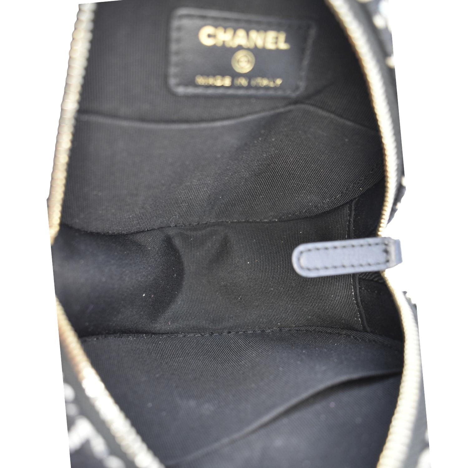 Chanel Round Quilted Tweed Clutch Crossbody Bag Black