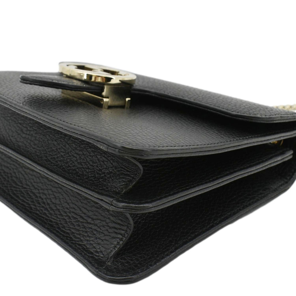 GUCCI Interlocking Gucci Leather Crossbody Bag Black 510304