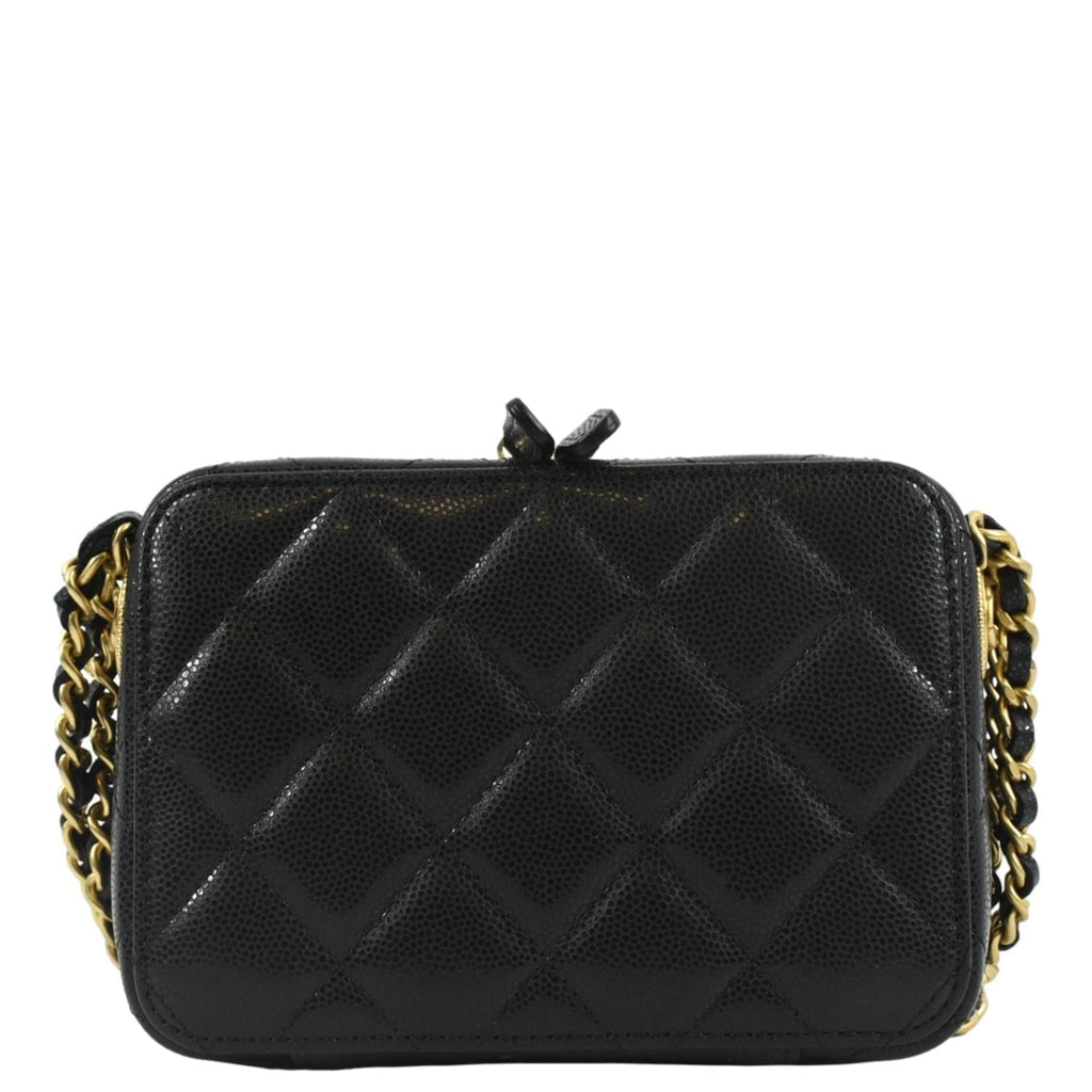Chanel Twist Your Buttons Quilted Caviar Leather Crossbody Clutch Bag Black